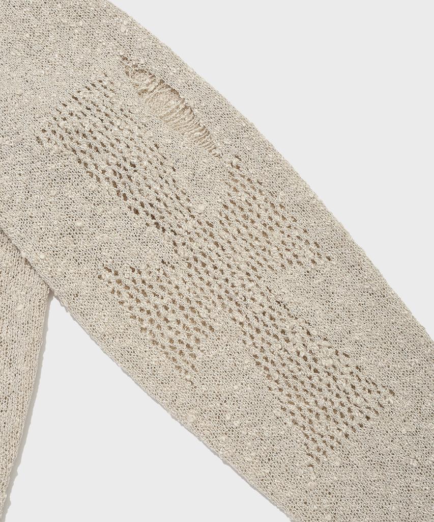 SAINTPAIN Sp Cross Damaged Knit Zip-Up Ivory