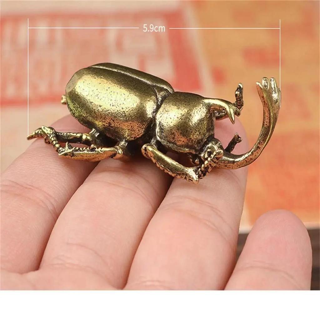 Solid Brass Beetle Ornaments Creative Unicorns Fairy Simulation Copper Insect Tea Pets Hand-played House Table Ornaments Gift