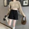 Women's A-line Woolen Bootcut Shorts - High Waist, Thickened, Loose Fit for Autumn/Winter 2024