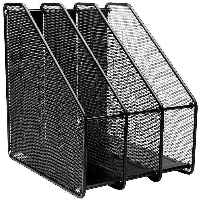 Porte-revues - exerz - métal - 3 compartiments - noir - organisateur de bureau
