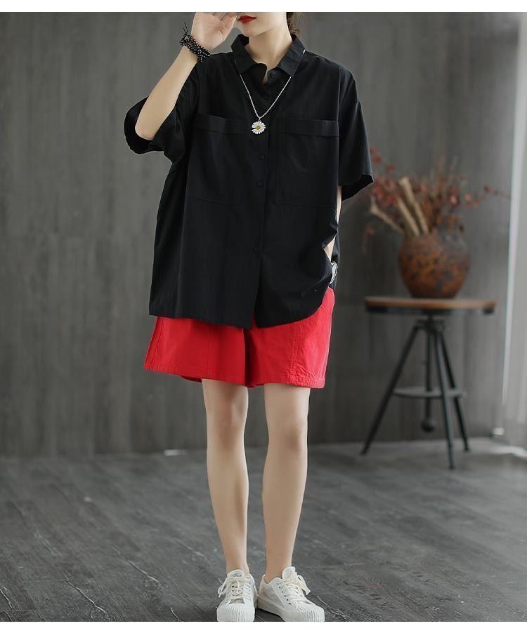 Women's Summer Casual Wide-Leg High Waist Plus Size Wool Shorts with Slimming Fit and Pockets