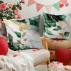 Green Gold Leaf And Branch Pattern Printing Pillow Cover Short Plush Suitable Living Rooms Bedrooms Sofas Throw Cushion Cover
