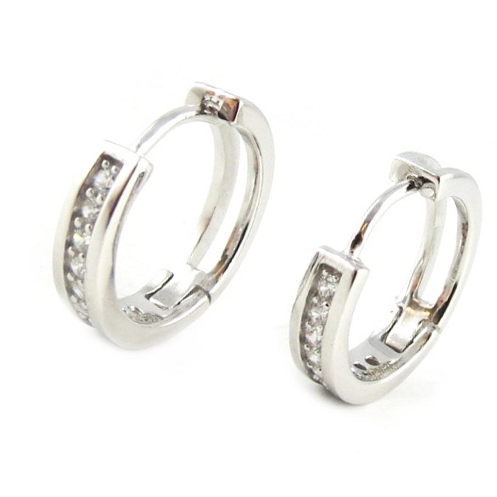 Les Trésors De Lily [L1834] - White 'Goddess' Silver Hoop Earrings (1.5 Cm)