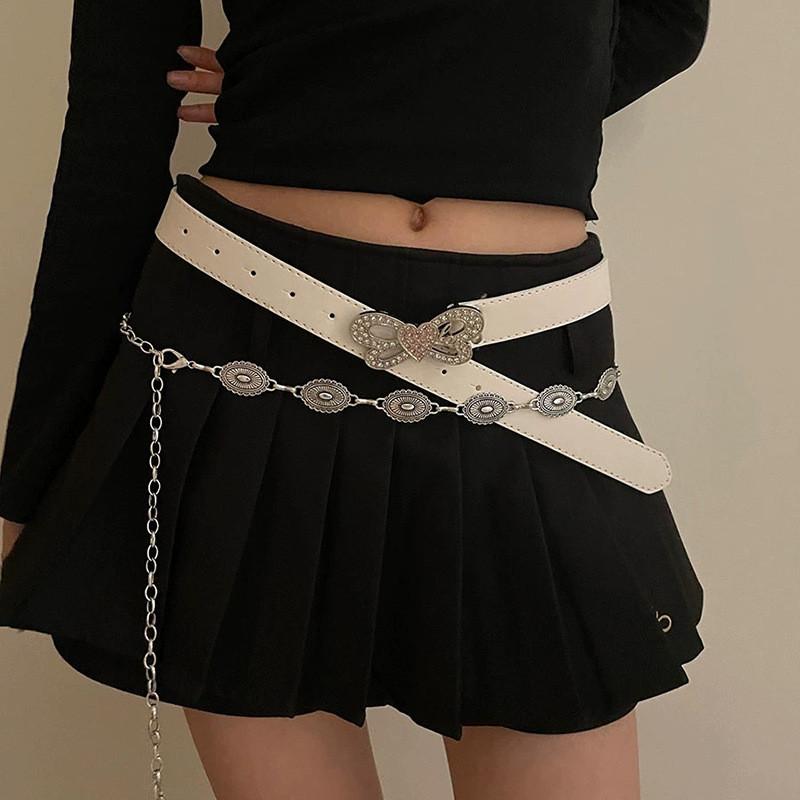 Fashion Butterfly Knot Belt Pu Leather For Summer Dress Accessory Women