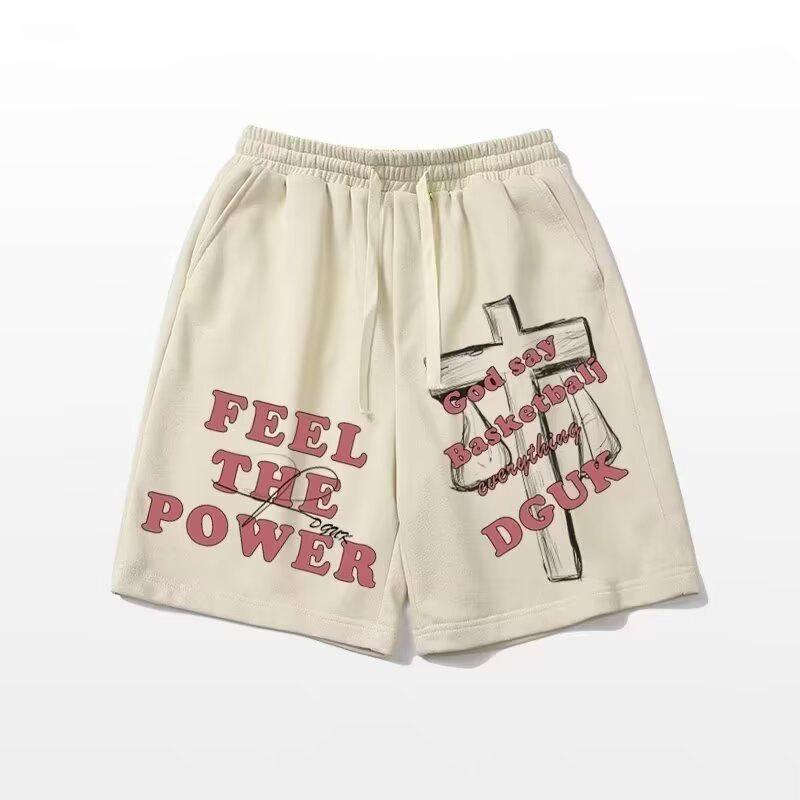 

Shorts Men s Summer Loose Wide-leg Medium Pants Couple Drawstring Casual Five-point Pants 5XL білий