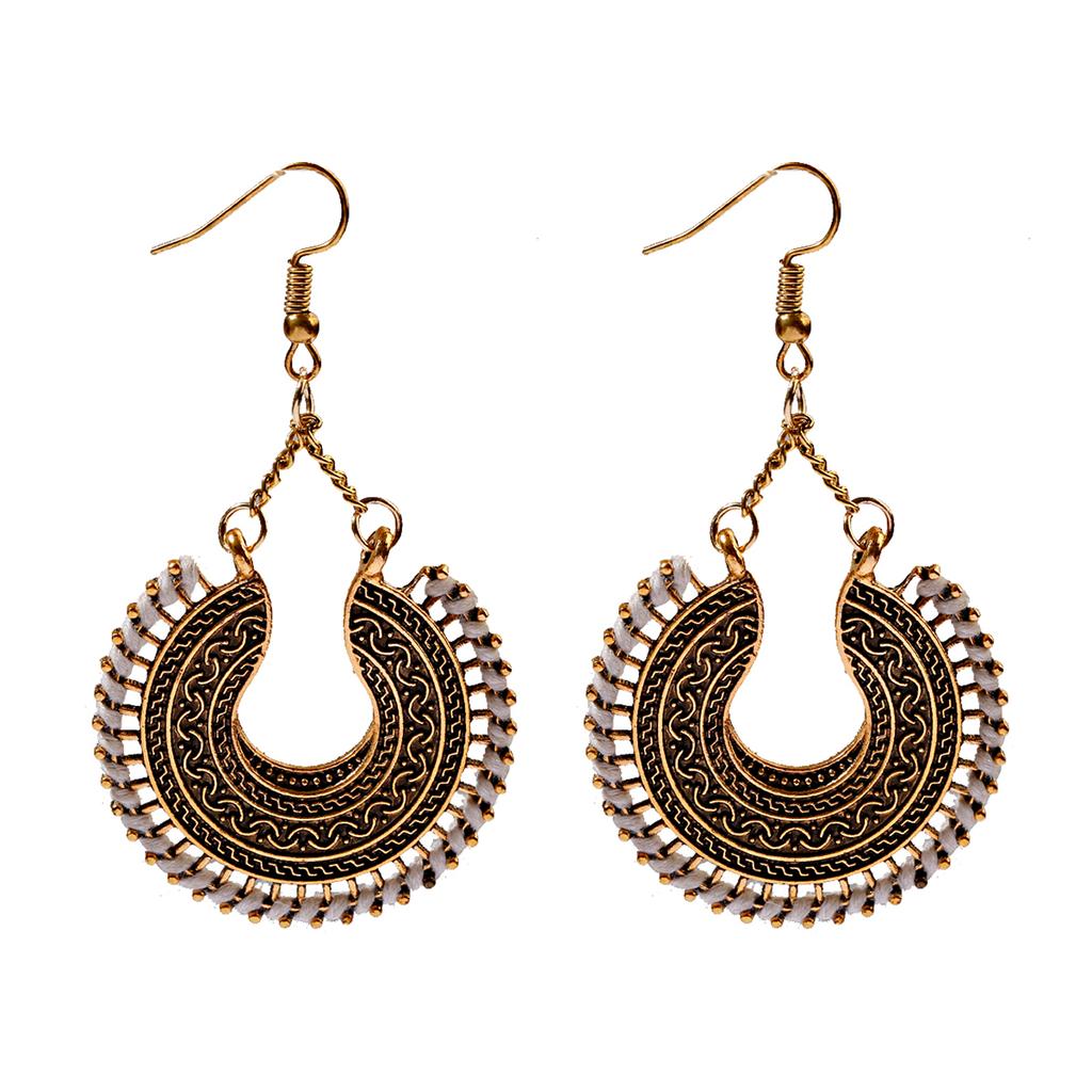 Indian Jhumka Zircon Vintage Bell Tassel Earring Boho Antique Ethnic copper Plated Drop Hanging Earrings For Women Pendientes