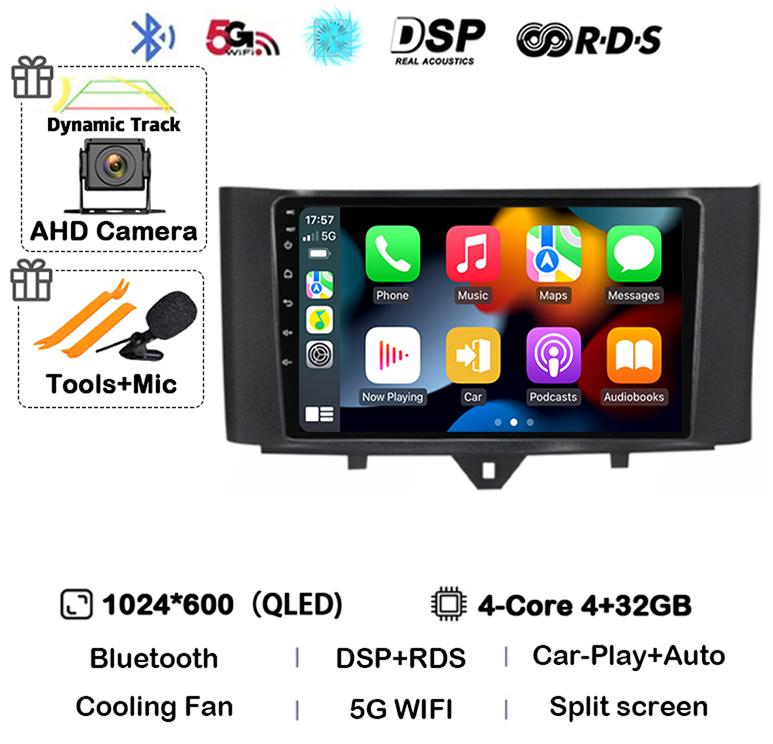 Android 14 Carplay Car Radio For Mercedes Benz Smart Fortwo 2006 -2011 2012 2013 2014 2015 Multimedia Video Player GPS Stereo 4G