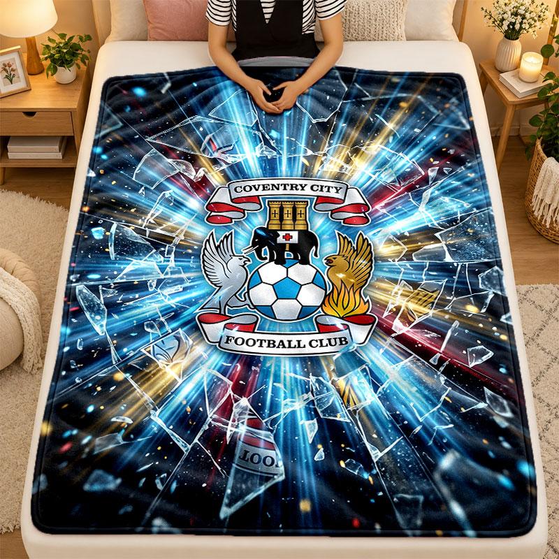Flannel BlanketCoventry City Football Warm Soft Throw Blanket for Indoor Sofa Bed Living Room Use