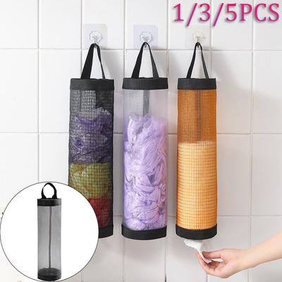 1/3/5PCS Kitchen Grocery Bag Home Holder Wall Mount Plastic Bag Holder Dispenser Hanging Storage Trash Garbage Bag Garbage Bag
