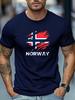 100% reine Baumwolle Unisex Sommer Freizeit Mode locker Norwegen Muster gedruckt Rundhals Kurzarm T-Shirt Top