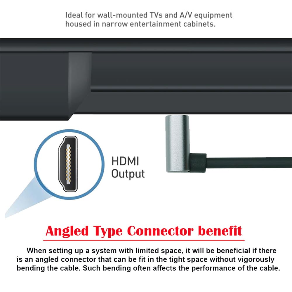 xiwai 8K HDMI HDTV Hyper Slim Cord with Up Male to for and Home Theaters 2.1 Ultra-Thin Cable, 0.5m, 4K, Flexible, 90-Degree Angle, Type-A Male,