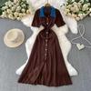 In Stock: S Brand 026 Summer French Women's Short Sleeve Elegant Knit Long Dress