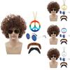 Colorful Coffee Brown Punk Wig For Halloween Parties With Accessories And Hairpieces
