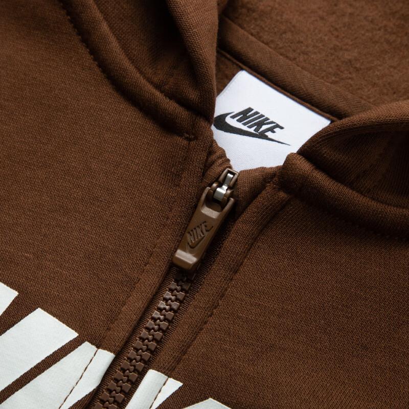 Nike Jacket With Logo Print Loose Fit Hooded Casual Kids Jackets Brown FD2990259