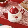 BRChristmas Ceramic Teapot  Tea Cup Set  European Embossment Ceramic Teacup Tea Pot Set Festival Decorative Tea Set  Holiday GiftEY