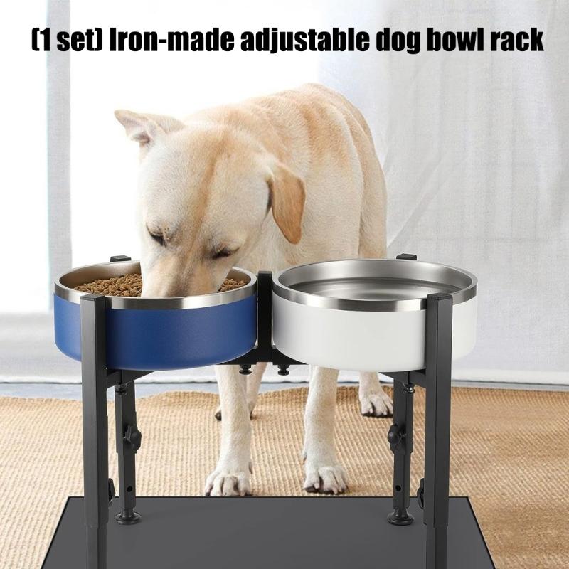 Regulable Height Dog Bowl Stand Durable Carbon Steel Featuring Antislip Base For Stable Pet Feeding Comfortable