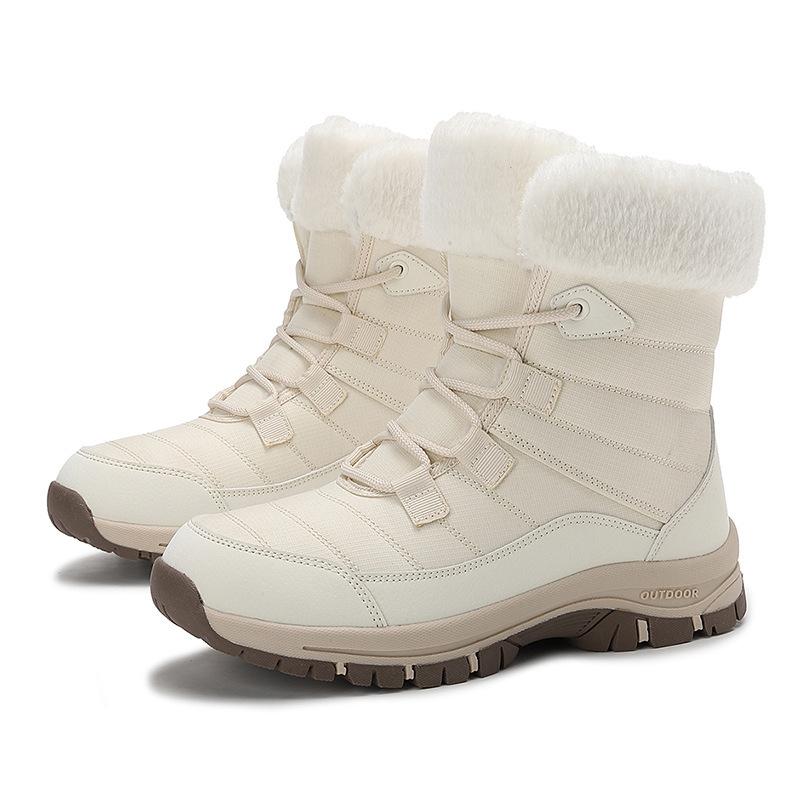 New winter velvet thickened warm and wear-resistant outdoor hiking shoes snow boots women's shoes medium cotton shoes
