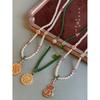 Retro round bead necklace female horse skirt han dynastycheongsamsweater chain