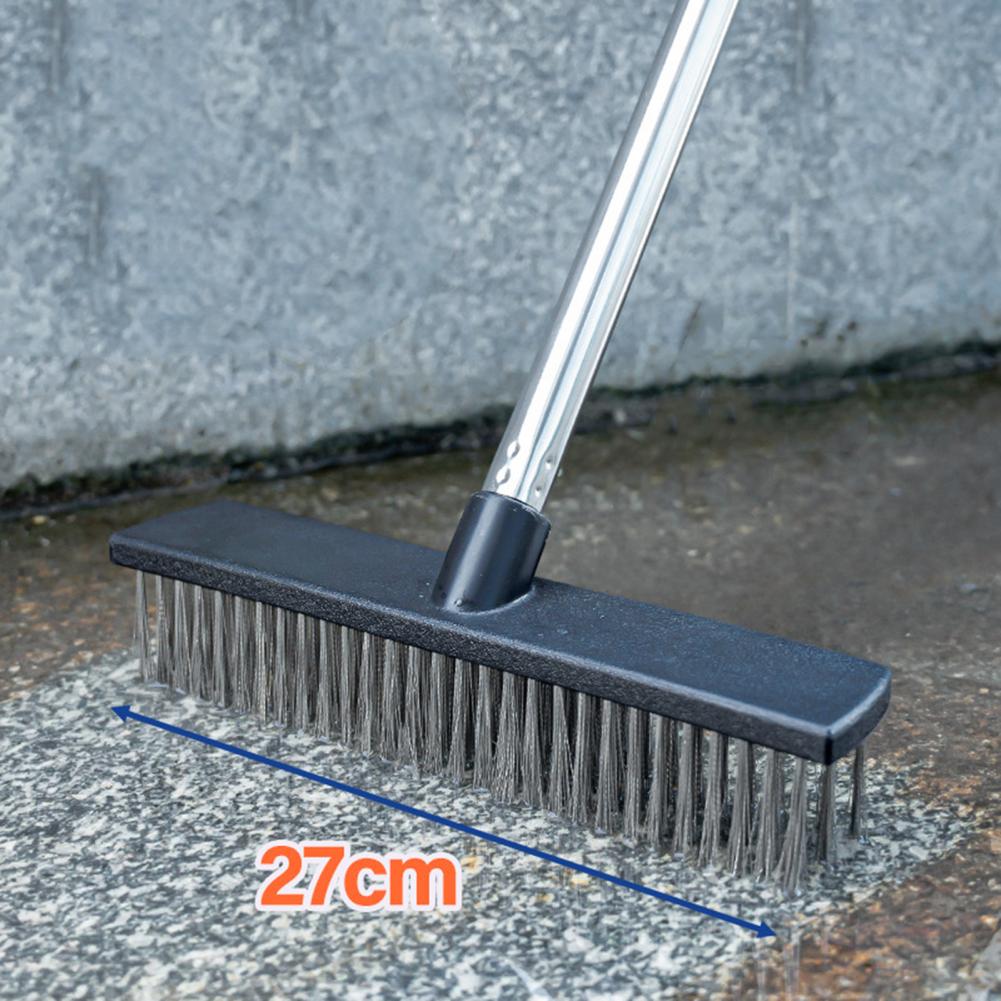 Outdoor Cleaning Brush 50 Degree Ergonomic Angle Deck Brush Stainless Steel Handle Wide Coverage Scrubbing Tool