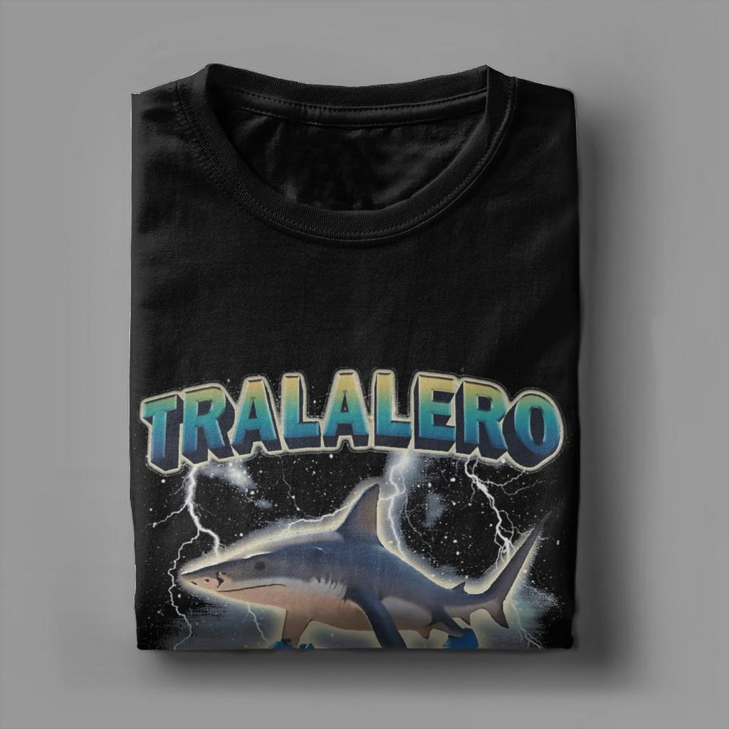 Printed Tralalero Tralala Funny Shark Meme T Shirt For Unisex  100% Cotton T-shirts Short Sleeve Clothes