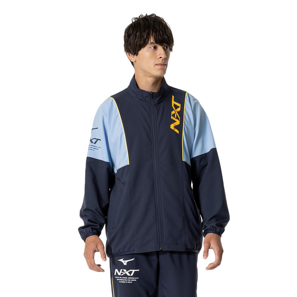 Mizuno Move Cross UPF Stretch Size Dress Size L N-XT Jacket, 50+, Moisture-Wicking, Quick-Drying, Jersey, Unisex, 32JCB220, Navy,