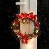 Christmas Wreath Front Door Hanging Ornaments Artificial Wreath Bell Gift Bow Stars For Christmas Tree Home Windows Decor
