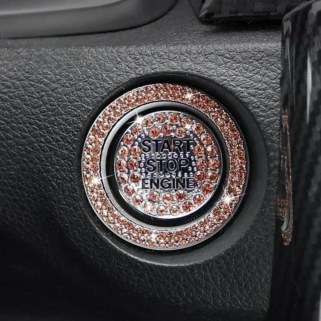 Car Bling One-Click Start Stop Engine Ignition Ring Sticker Crystal Rhinestone Circle Decor Accessories Amagi