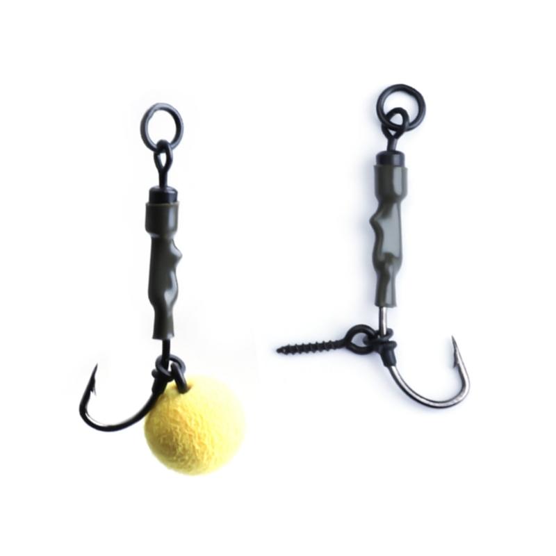 Karpfenangeln Ronnie Rig Weitschenkelhaken mit Vorfach und Anti-Tangle-Hülse Geflochtene Schnur Karpfenangeln Rig Weitschenkelhaken