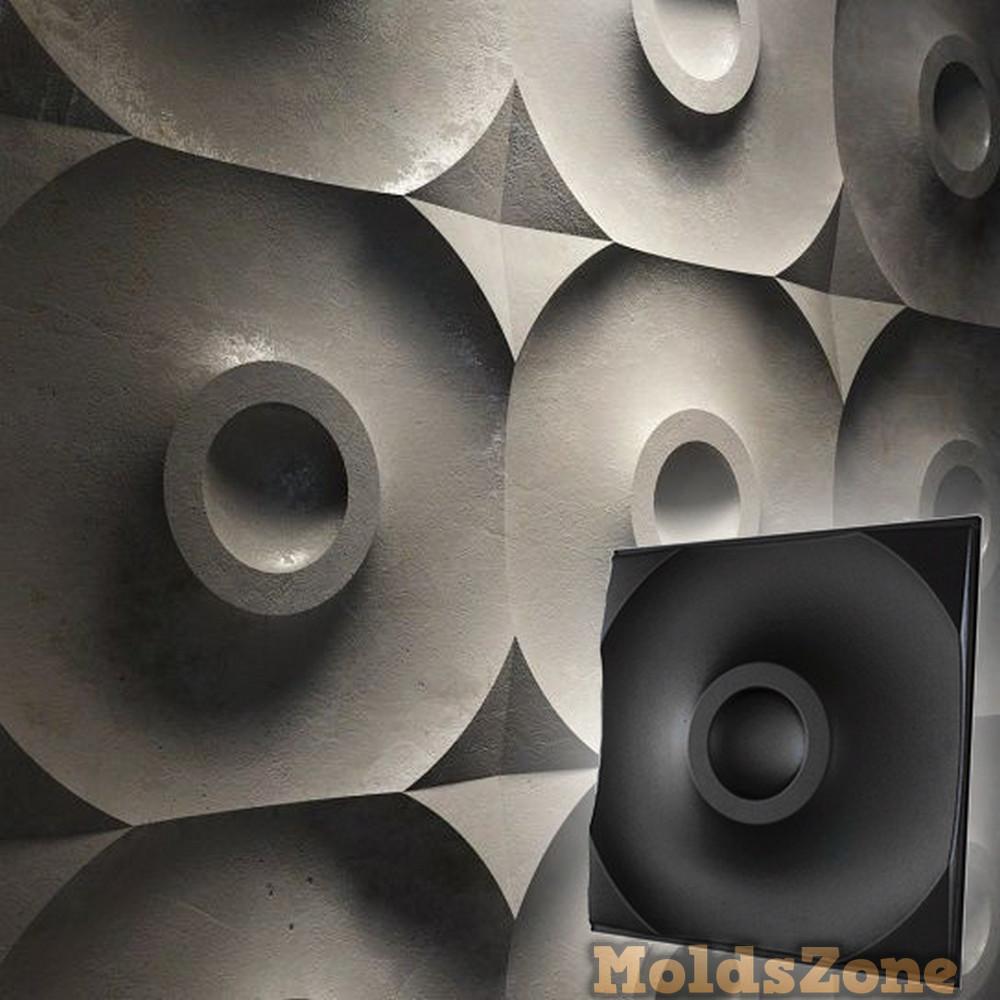 

3D стінова панель Форма для гіпсової, гіпсової або бетонної плитки для декоративних стінових панелей «Круга» чорний