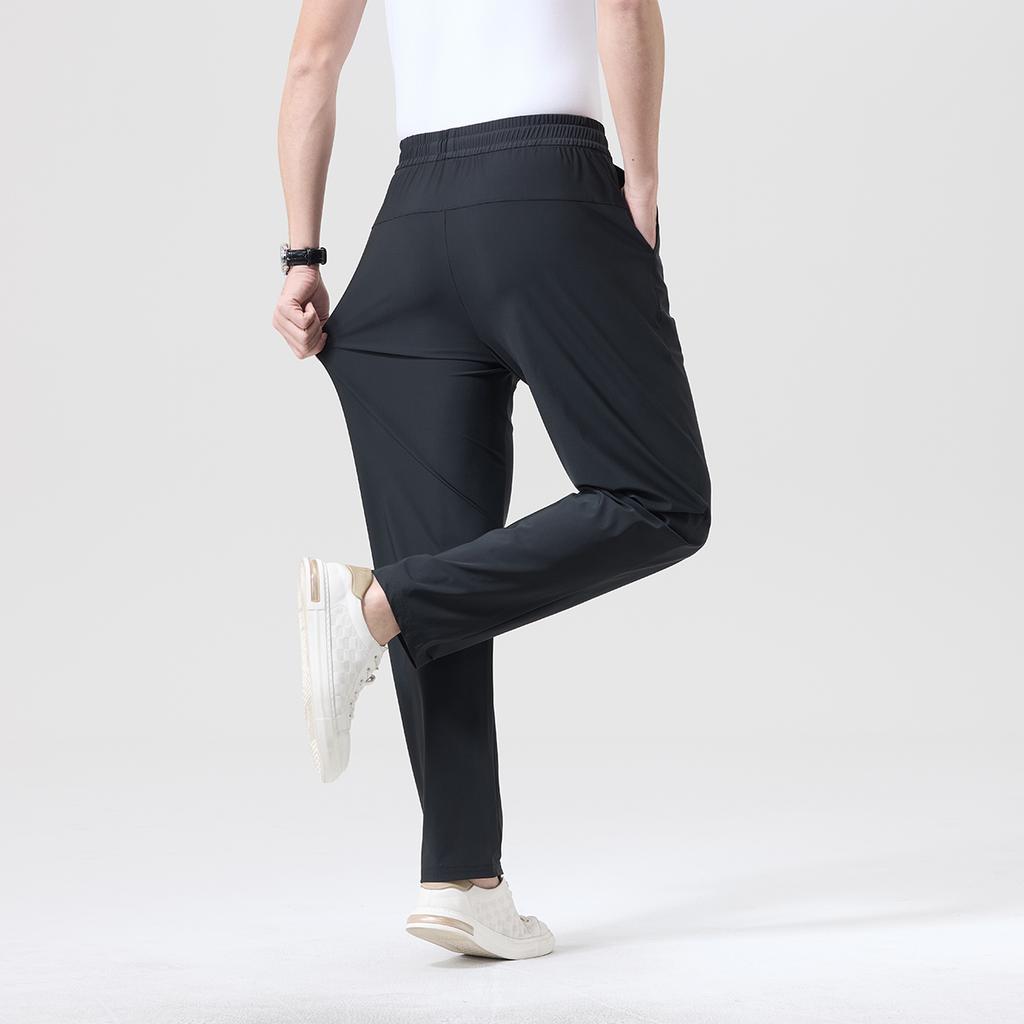 Summer new high elasticity hanging down men's elastic waisted casual pants for comfortable sitting without pressure