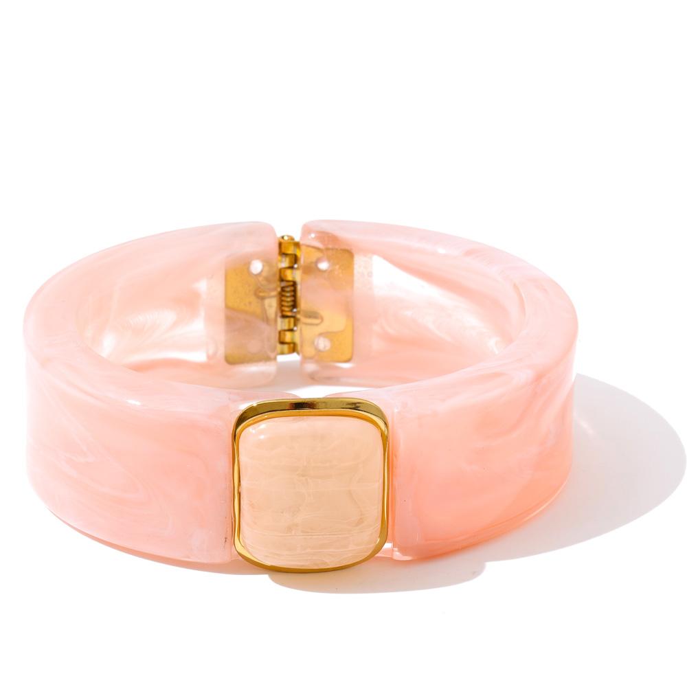

Yhpup 63mm Green Pink Beige Amber Acrylic Wide Bracelet Bangle Waterproof Fashion Summer Attractive Jewelry Wholesale розовый