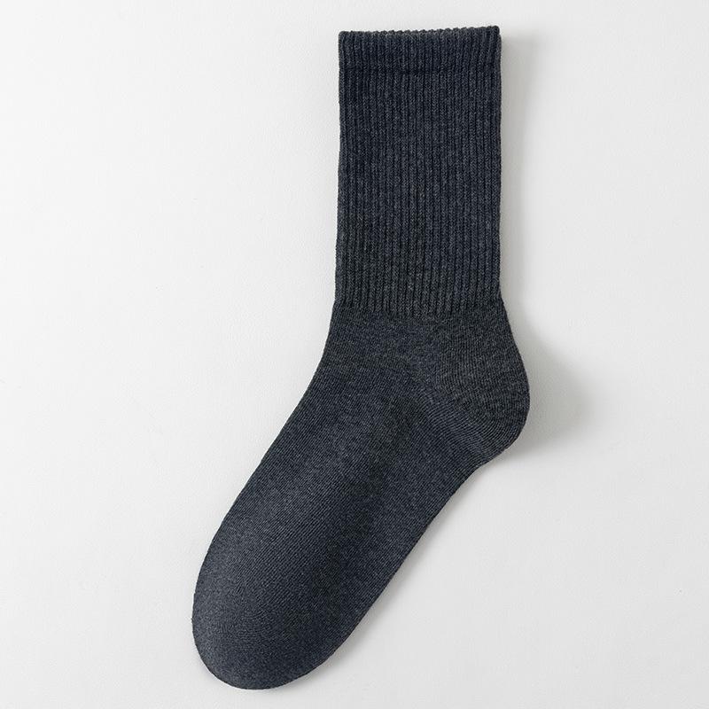 Men's Pure Cotton Socks, Mid-calf Socks, Sweat-absorbing, Antibacterial and Deodorizing for Autumn and Winter, Business Cotton Socks, Versatile