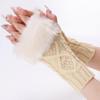 Diamond-shaped Short Woolen Gloves New Fall and Winter Woolen Sleeve Cover Female False Sleeve Knitted Warm Finger Open Wrist Arm Sleeve