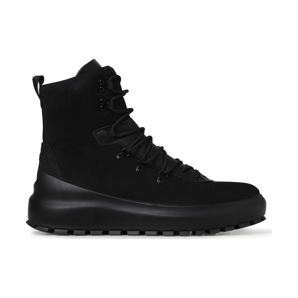 STONE ISLAND Suede Leather Round Toe Lace-Up Ankle Boots Men Boots Black 77FWS0404V0029