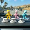 Cute Fun Drift Skiing Man Statue Creative Car Center Console Decoration Office Desktop Statue Decor Ornaments Car Interior