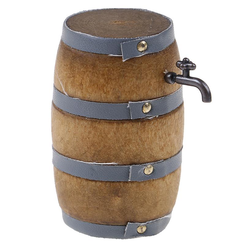 1:12 Wood Doll House Mini Furniture Accessory Beer Barrel With Water Tap