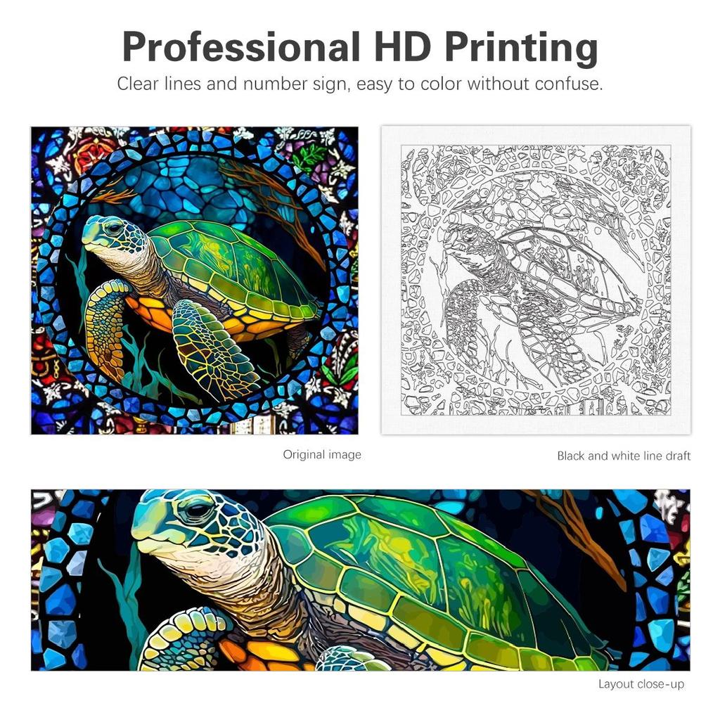 Rámová malba podle čísel pro dospělé Stavebnice Želva Zvířátka Obrázek podle čísel Kreativní koníčky Pro domácí dekorace 40x40