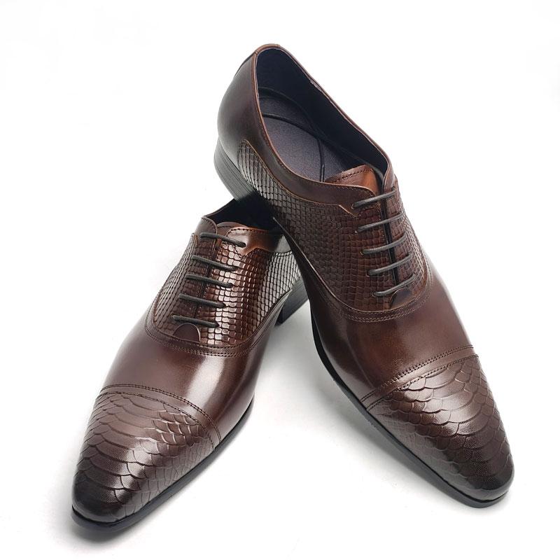 Fashion Handmade High Quality Men's Leather Shoes Lace-up Genuine Leather Business Formal Occasion Classic Oxford Pointed Dress Man Shoe