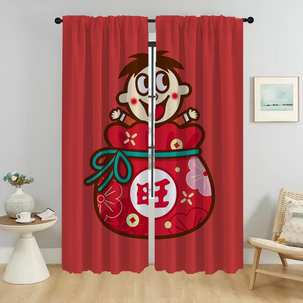 Kitchen Curtains for Living Room Curtain Wangwang Home Interior Curtains 2 Pieces Halloween Decoration Tulle for Bedroom Shades