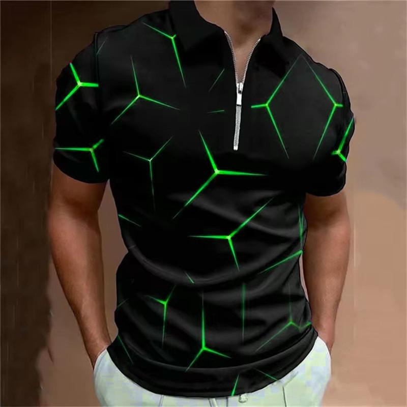 T-shirt short sleeved 3D printed fashion abstract geometric pattern POLO T-shirt