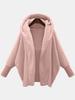 Winter Solid Long Sleeve Jackets 2026 Hooded Loose Plush Coats Large Cardigan Clothes For Women Female Bat Sleeve Clothing 23973