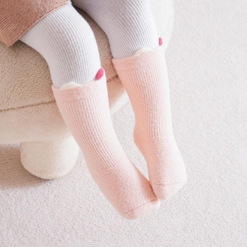 Baby Thickened Terry Socks For Girls Boys  Autumn Winter Newborn Warm Boneless Sock Cute Ear Candy Color Stockings 0-5Years