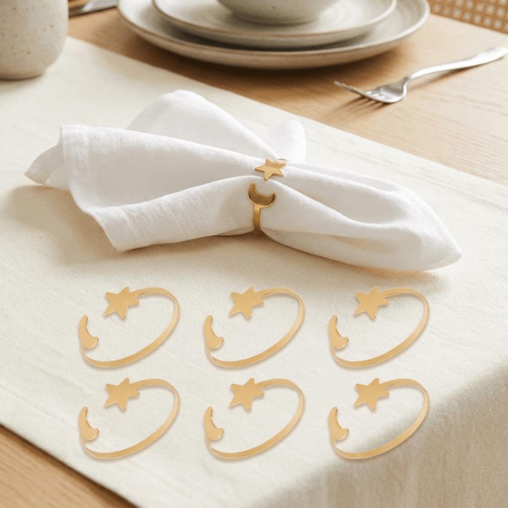 6PCS Modern Moon Napkin Rings Minimalist Table Napkin Holder Party Supplies Serviette Ring  Wedding