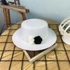 Elegant Retro British Hepburn Style French Pearl Chain Flower Wool Flat Felt Hat Fashion Women's Banquet Top Hat
