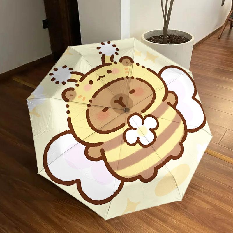 

1pc Bee-themed Capybara Automatic Open/Close Umbrella, Halloween & Gifts - Ideal for Daily, Formal, Party Use, Durable Canopy yy251011004