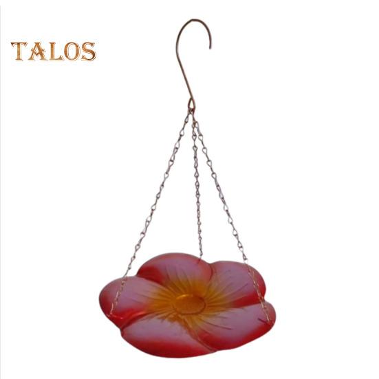 Hanging Birds Bath Outdoor Glass Birds Water Bowl Garden Wildbird Bath Tray Feeder Plate for Outside Lawn Yard Decor