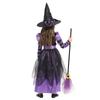 Halloween Børne Lilla Heks Kostume Piger Eventyr Troldmand Kjole Børnetøj Baby Flagermus Edderkop Fest Cosplay Outfit 2-12 År