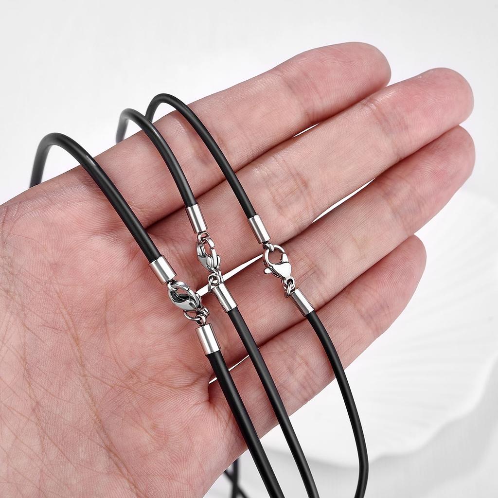 2/2.5/3mm Simple Rubber Rope Necklace For Men Women Fashion Jewelry Gift Casual Round Neck Black Necklace