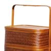 Antique Bamboo Lunch Box Square Double-layer Design Storage Pastries Camping