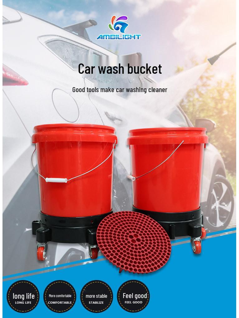 Pulley Car Wash Bucket with Sand & Gravel Filter - Large Capacity, Dual Use for Car Beauty Shops.